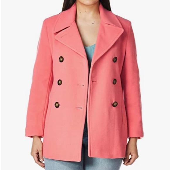 Double BLACK breasted wool blend black coat - Picture 2 of 3